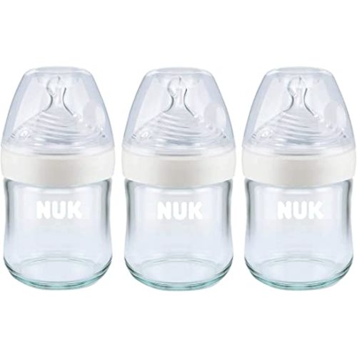 NUK Simply Natural Glass Baby Bottles, 4 oz, 3 Pack