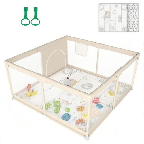 Fodoss Baby Playpen with Mat, 47x47in Extra-Large Baby Play Yard for Toddlers, Indoor/Outdoor Safety Playpen with Non-Slip Base
