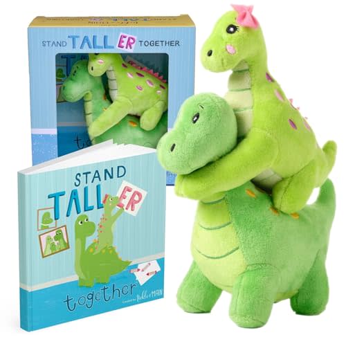 Tickle & Main Big Brother Gift Set with Little Sister Dino Plush & Storybook - Green Cotton Dino Plush 7 in & 5.5 in - Becoming a Big Brother Book & Dinosaur Toy for Sibling Bonding