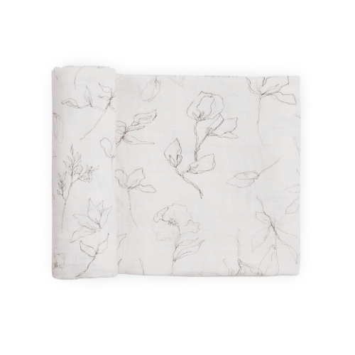 Organic Cotton Muslin Swaddle Blanket - Pencil Floral