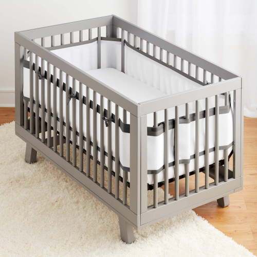 BreathableBaby Breathable Mesh Crib Liner, Deluxe Linen Collection, Charcoal