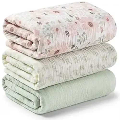 3-Pack Muslin Swaddle Blankets for Newborns Boy,Girl – 47x47 Large Cotton Muslin Baby Blanket, Nursery Swaddling, Neutral, Soft, Breathable, Light Infant Baby Receiving Cover (Flora Vale, Regular)
