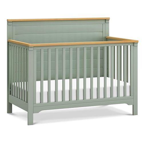Davinci Shea 4-in-1 Convertible Crib in Light Sage and Honey, Greenguard Gold and FSC® Certified