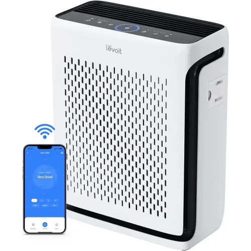 LEVOIT Air Purifiers for Home Large Room Bedroom Up to 1110 Ft² with Air Quality and Light Sensors, Smart WiFi, Washable Filters, HEPA Sleep Mode for Pets, Allergies, Dust, Pollen, Vital 100S-P, White