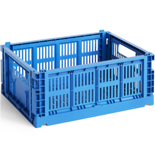 HAY Recycled Plastic Collapsible Color Crate - Electric Blue - Medium
