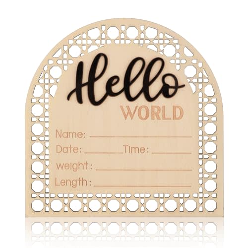 Baby Announcement Sign, 5.5 Inch Newborn Birth Announcement Cards Wooden Baby Birth Sign Newborn Cards for Boys and Girls Birth