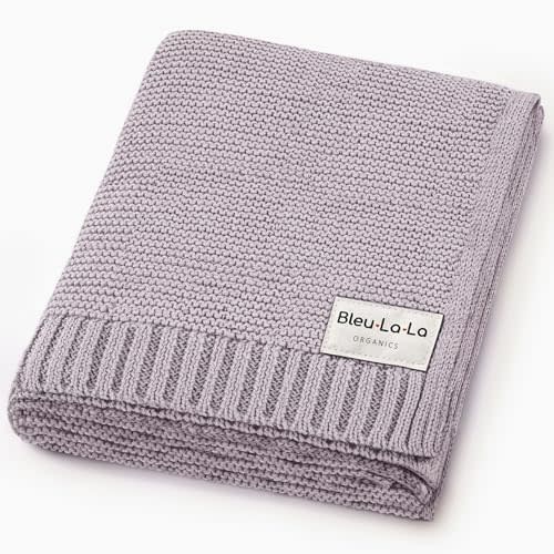 Heritage Knit Organic Swaddle Blanket for Girls - 100% Organic Cotton Knit Receving Swaddler - Warm Cozy Swaddling Blanket for Newborns Infants & Toddler (One size - Dreamy Lilac)