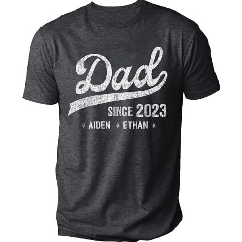 Custom Dad, Grandpa T- Shirts with Kids Name, Personalized Gifts for Dady, Papa, Fathers Day, Christmas