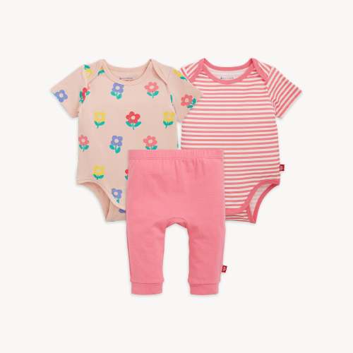Magnetic 3-Pack Bodysuit & Pant, 3-6 mo