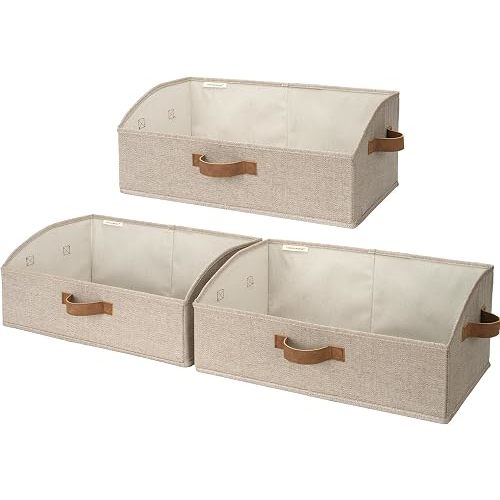 StorageWorks Closet Organizer Bins Trapezoid, Brown&Beige, Large, 3-Pack