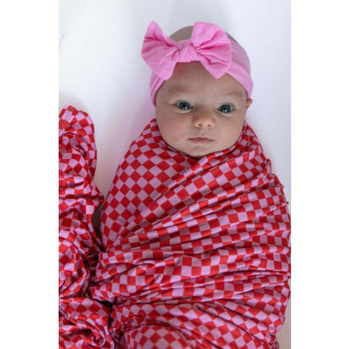 PINK + RED MINI CHECKER | SWADDLE