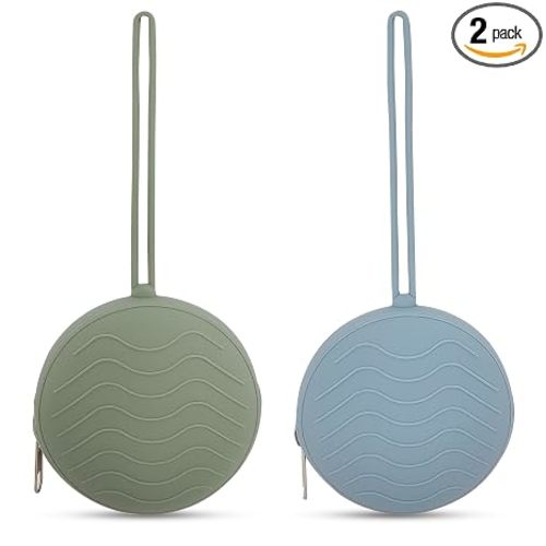 HippoBaby Silicone Pacifier Holder Case 2-Pack – BPA-Free, Food-Grade Silicone – Zippered Travel Pacifier Organizer – Portable Baby Case for Pacifiers, Teethers & Essentials – Dishwasher Safe