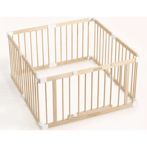 HARPPA Wooden Baby Gate Playpen | Non-Toxic Foldable DIY Adjustable Play Yard for Infants & Toddlers – Natural Finish Baby Fence for Small & Large Spaces
