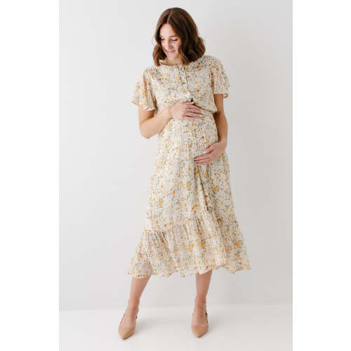 Ashley Flutter Sleeve Garden Floral Maxi Dress – The Main Street Exchange
