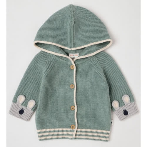 Naturals Newborn Milo Knit Cardigan in Green