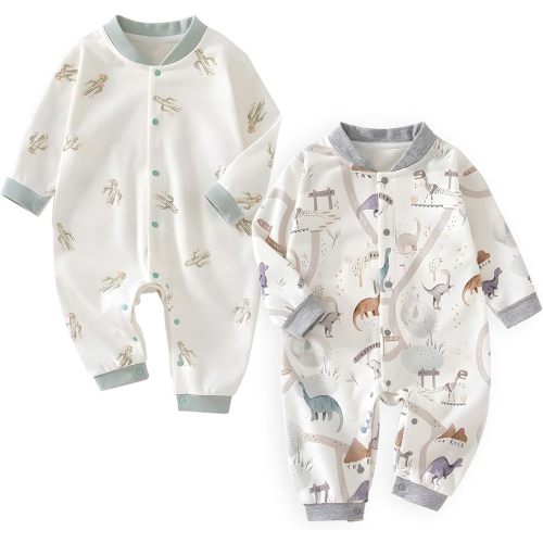 100% Organic Cotton Soft 3-24 Months Unisex Footless Newborn Baby Sleepers Pajamas Romper Boys Girls Long Sleeve