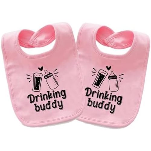 Baby Twins Bibs Drinking Buddy Newborn Baby Bibs Cute Unisex Bibs Set Toddler Baby Boy Girl Bibs