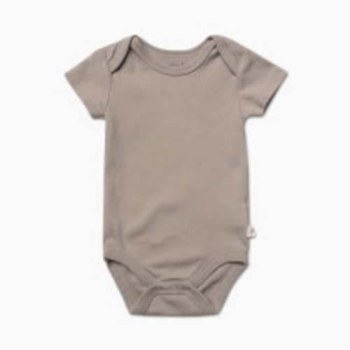 Tiny Kind Solid Short Sleeve Organic Cotton Bodysuit - Taupe, Newborn