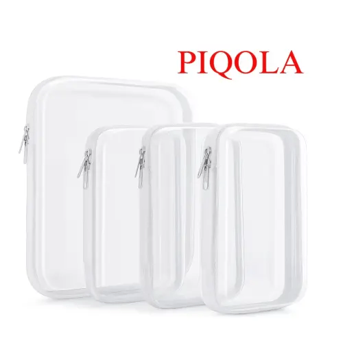 PIQOLA Clear Organizer Storage Box Clear Hard Zipper Case PVC Plastic CLear Storage Containers for Tools & Small Objects Girl Stuff Portable Travel Organizer Set Makeup Organizer Jewelry Box Toy Storage Bins High Transparency TikTokShopBlackFriday M 3S - 