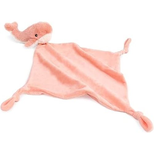 MON AMI Coral Whale Plush Lovey for Babies | 13.5-Inch Knotted Security Blanket | Soft Plush Snuggle Toy for Babies | Perfect Newborn Essential for Birthdays & Baby Showers