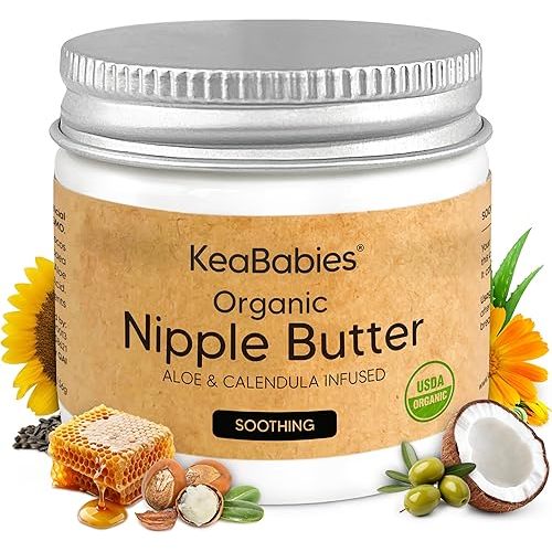 Organic Nipple Butter for Cracked, Sore, Relief - Nursing Nipple Cream Safe for Breastfeeding, 100% Natural Clean Breast Cream, Non Lanolin Balm, Mom Postpartum Breastfeeding Essentials,2oz (Soothing)