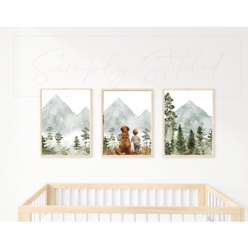 Golden Retriever Mountain Boy Digital Print for Nursery- 11x14