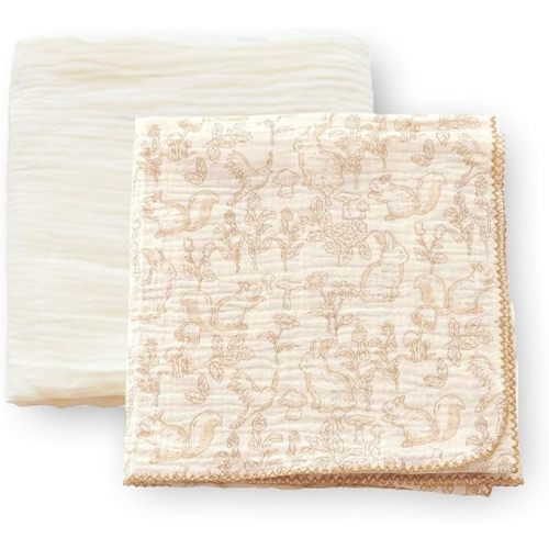 Baby Swaddle Newborn Recieving Blanket 100% Cotton Muslin 2Pack Nursery Wrap Lace Design 40"x40"