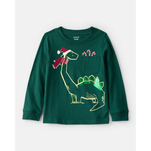 Toddler Boy Christmas Dinosaur Long-Sleeve Graphic Tee - Green - Carter's | Carter's