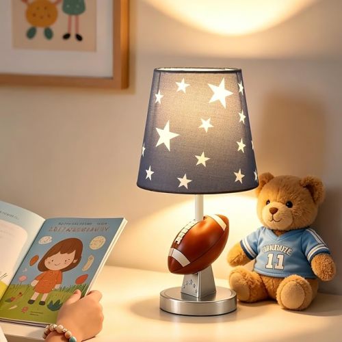 Table Lamp, 3D Rugby Shaped Kids Bedside Lamp
