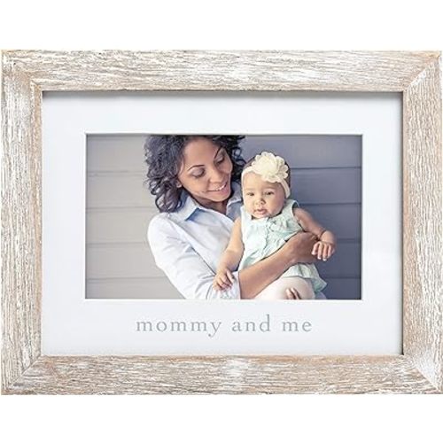 Pearhead Mommy and Me Rustic Keepsake Picture Frame, New Mom and Expecting Mom Accessory, Gender-Neutral Nursery Décor, Distressed Photo Frame, 1 Count (Pack of 1)