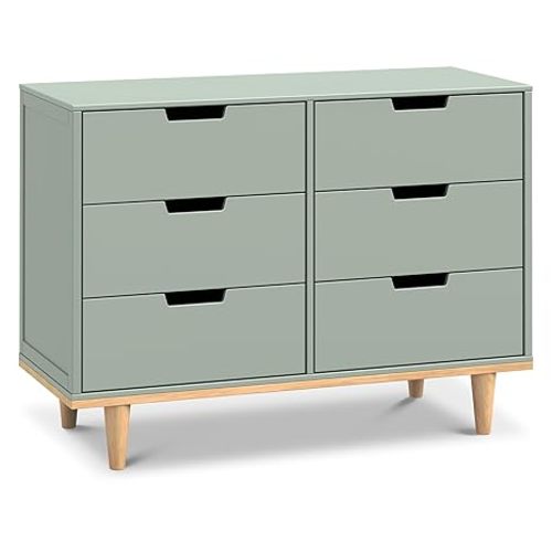 Davinci Marley 6-Drawer Dresser for Nursery - GREENGUARD Gold Certified - Easy to Assemble, Durable Wooden Baby Dresser for Kids - Versatile Use for Bedroom, Living Room, Hallway - Light Sage & Honey