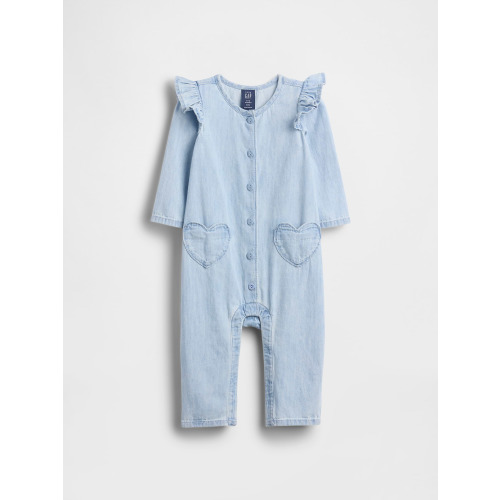 Baby Denim Heart Pocket One-Piece
