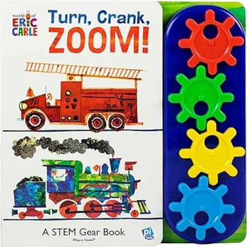 World of Eric Carle, Turn, Crank, Zoom! A STEM Gear Sound Book - PI Kids