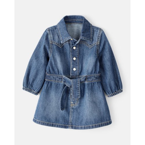 Baby Girl Cotton Denim Long-Sleeve Dress - Blue - OshKosh | Carter's