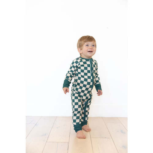FOREST GREEN CHECKER | ZIPPER ONE PIECE