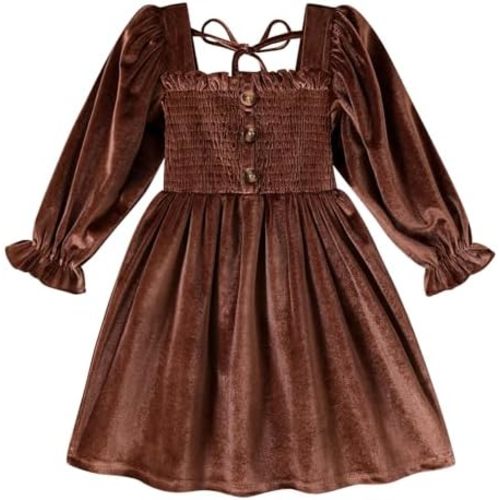 Happy Town Toddler Girl Dress Long Sleeve Play Wear Dress Baby Solid Color Casual Fall Winter Clothes