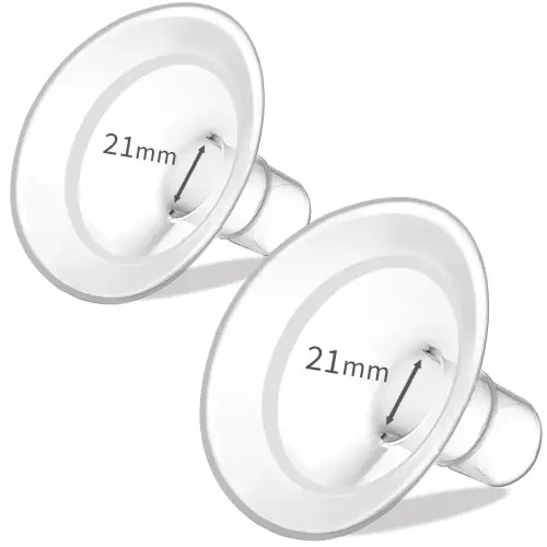 PumpMom-us 21mm Soft Rim Flanges Compatible with Medela Breast Pump PersonalFit, Freestyle, Maxflow, Freestyle Flex Swing Maxi Connectors, Replace 21 Flange Accessories with Wider Opening Angle
