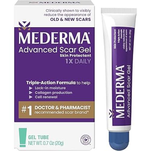 Mederma Advanced Scar Gel - Treats Old & New Scars, Reduces Appearance of Scars from Acne, Surgery, Burns, Injury & Stretch Marks, 0.70 Oz (20g)