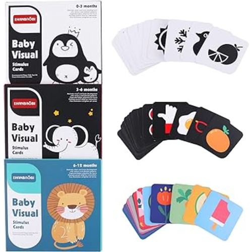 High Contrast Baby Flashcards, 96 Pcs Black White Colorful Visual Sensory Stimulation Learning Activity Card for Newborn Ages 0-3-6-12 Months, Brain Developmental Infant Toys Montessori Gift