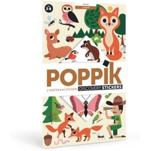 POPPIK Discovery Sticker Kit Woodland - for Ages 3 and Above. Fun, Educational Poster Kit for Kids, Multicoloured, 39 x 27.5 inches