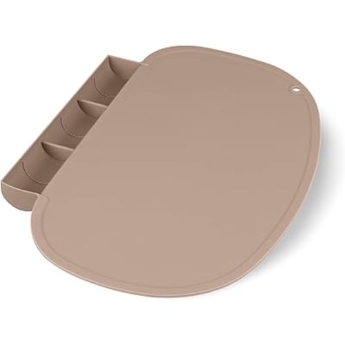 Silicone Placemat for Baby, Tablemats with Food Catching Pocket, Non-Slip Silicone Placemat for Restaurants Home Travel (Natural)