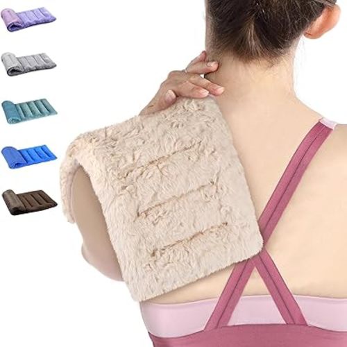 SuzziPad Microwavable Heating Pads for Discomfort Reducing, 7x16 Heating Pad Microwavable, Muscle Ache, Soothing Fatigue for Neck and Shoulder, Rice Heating Pad Microwavable, Warm Compress, Beige