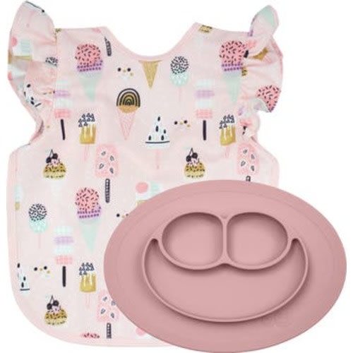 x BapronBaby Blush Apron & Feeding Mat Set