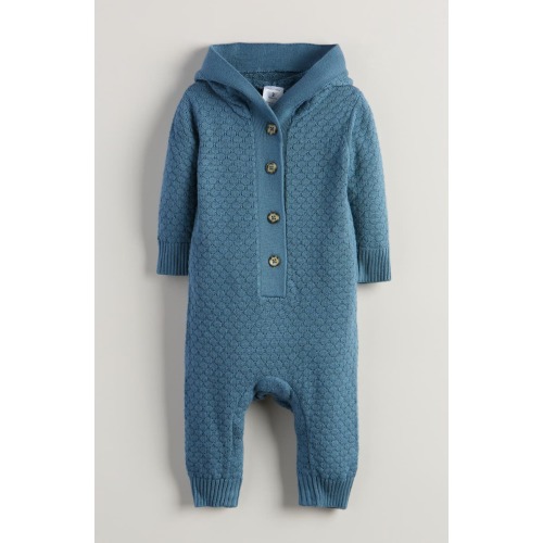 Hooded Pointelle Sweater Romper, 3M