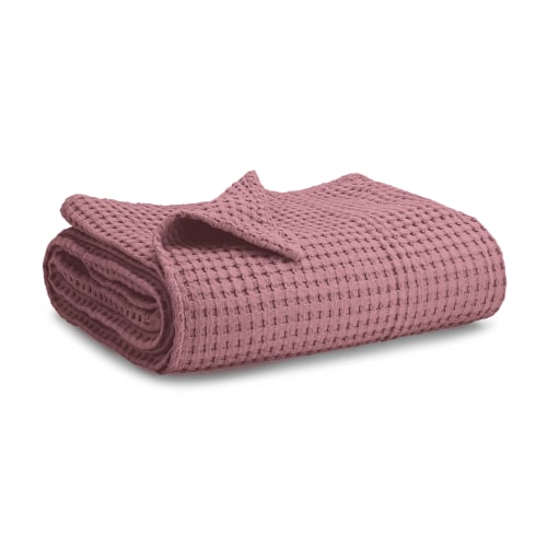 Comfy Cubs Waffle Weave Blanket - 40” x 40” - 100% Cotton Soft, Lightweight Baby Blanket, Mauve