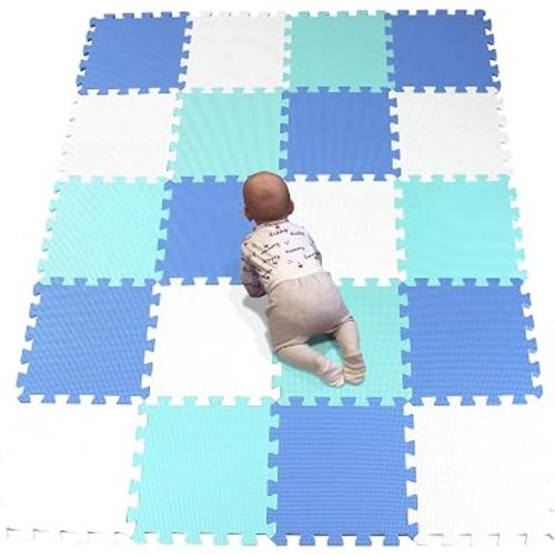 YIMINYUER® 20 Tiles (30cm×30cm×1cm Each Tile) Baby Soft Puzzle Play Mats, Kids Thick EVA Foam Floor, Toddlers & Children's Soft Interlocking Mat R01R07R08G301020