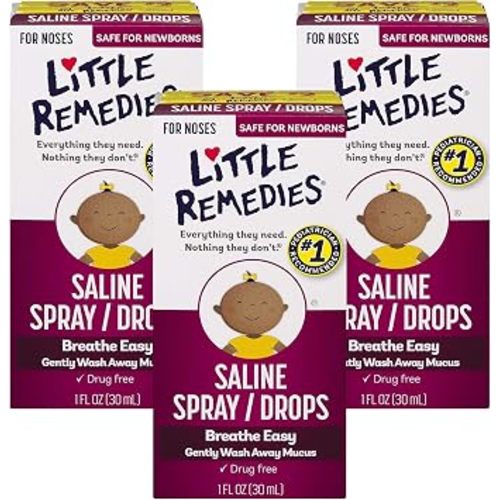 Little Remedies Sterile Baby Saline Nasal Mist, Safe for Newborns to Relieve Stuffy and Dry Noses, 3 Fl Oz