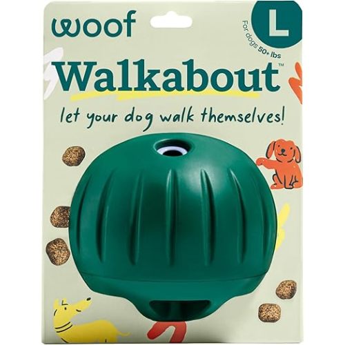 WOOF Walkabout - Enrichment Dog Toys Puzzle and Treat Dispenser - Adjustable Difficulty for Kibble and Treats - Durable Rubber - Easy to Clean - Large