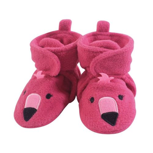 Hudson Baby Infant and Toddler Girl Cozy Fleece Booties, Pink Flamingo, 12-18 Months