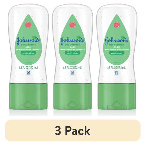 (3 pack) Johnson's Baby Body Moisturizing Oil Gel, Aloe Vera & Vitamin E, Soothing, 6.5 fl oz